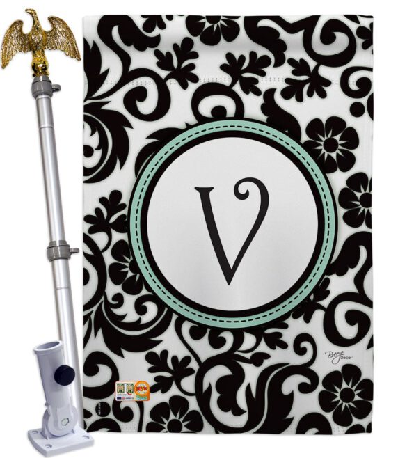 Damask V Initial - Simply Beauty Interests Vertical Impressions Decorative Flags HG130074 Made In USA - Image 13