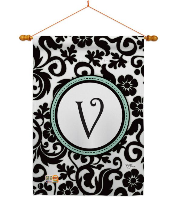 Damask V Initial - Simply Beauty Interests Vertical Impressions Decorative Flags HG130074 Made In USA - Image 14