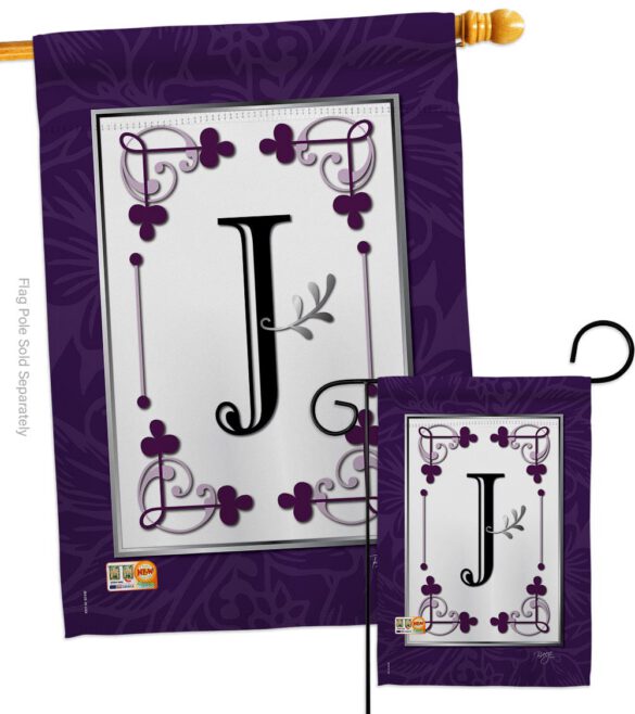 Classic J Initial - Simply Beauty Interests Vertical Impressions Decorative Flags HG130010 Made In USA - Image 3