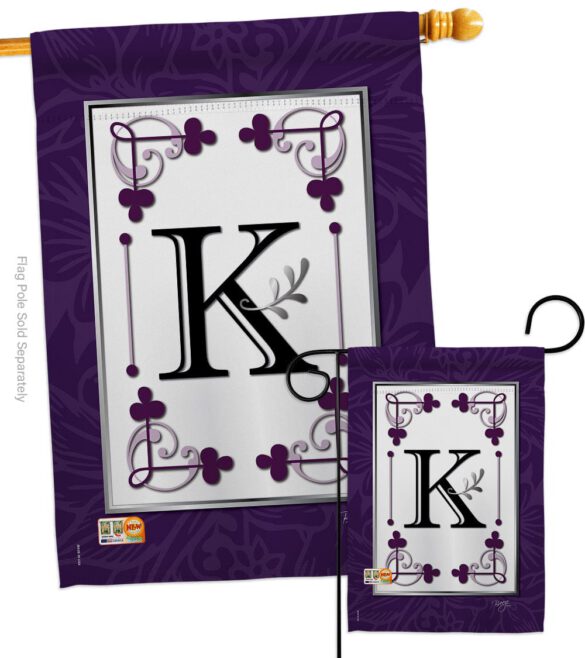 Classic K Initial - Simply Beauty Interests Vertical Impressions Decorative Flags HG130011 Made In USA - Image 3