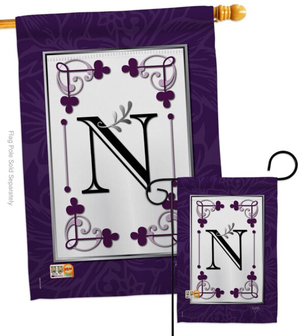 Classic N Initial - Simply Beauty Interests Vertical Impressions Decorative Flags HG130014 Made In USA - Image 3