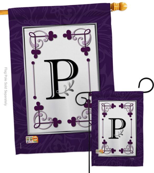 Classic P Initial - Simply Beauty Interests Vertical Impressions Decorative Flags HG130016 Made In USA - Image 3