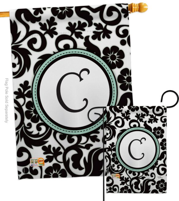 Damask C Initial - Simply Beauty Interests Vertical Impressions Decorative Flags HG130055 Made In USA - Image 3