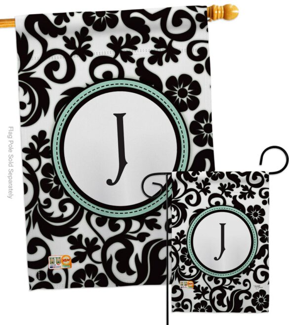 Damask J Initial - Simply Beauty Interests Vertical Impressions Decorative Flags HG130062 Made In USA - Image 3