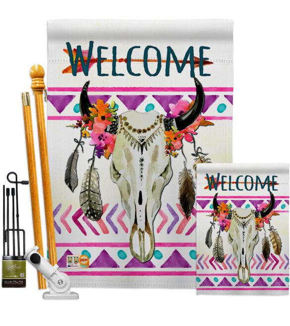 Bohemian Bull Skull - Southwest Country & Primitive Vertical Impressions Decorative Flags HG137009 Made In USA - Image 6