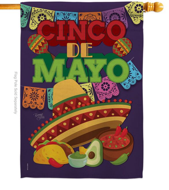 Cinco de Mayo - Southwest Country & Primitive Vertical Impressions Decorative Flags HG115113 Made In USA - Image 2