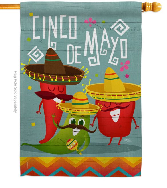 Chili Pepper Cinco de Mayo - Southwest Country & Primitive Vertical Impressions Decorative Flags HG115125 Made In USA - Image 2