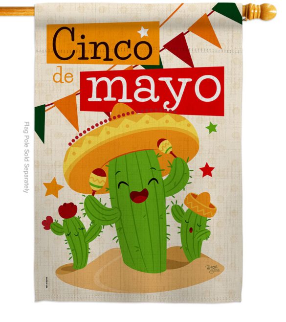 Cactus Fiesta Cinco de Mayo - Southwest Country & Primitive Vertical Impressions Decorative Flags HG115127 Made In USA - Image 2