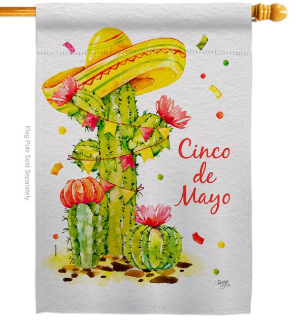Cactus Cinco de Mayo - Southwest Country & Primitive Vertical Impressions Decorative Flags HG115178 Made In USA - Image 2