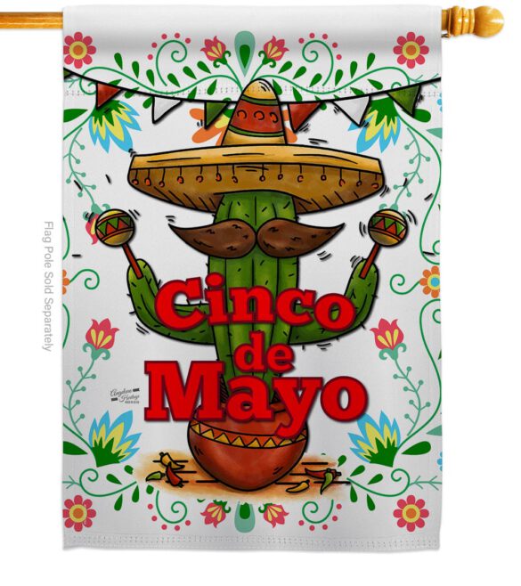 Cinco de Mayo - Southwest Country & Primitive Vertical Impressions Decorative Flags HG137012 Made In USA - Image 2