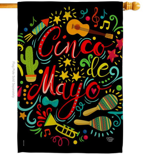 El Fiesta Cinco de Mayo - Southwest Country & Primitive Vertical Impressions Decorative Flags HG192061 Made In USA - Image 2