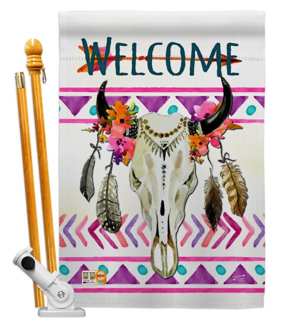 Bohemian Bull Skull - Southwest Country & Primitive Vertical Impressions Decorative Flags HG137009 Made In USA - Image 5