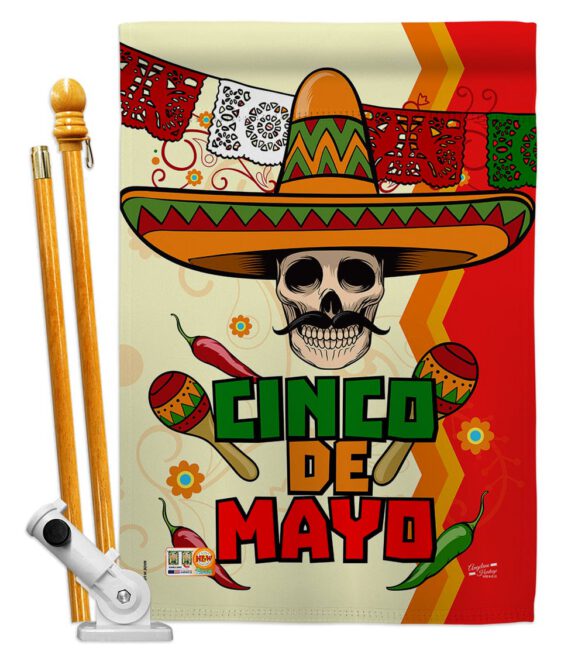 Calavera Cinco de Mayo - Southwest Country & Primitive Vertical Impressions Decorative Flags HG137045 Made In USA - Image 5