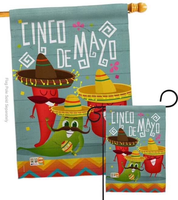 Chili Pepper Cinco de Mayo - Southwest Country & Primitive Vertical Impressions Decorative Flags HG115125 Made In USA - Image 3