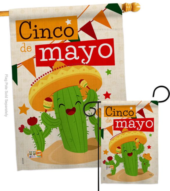 Cactus Fiesta Cinco de Mayo - Southwest Country & Primitive Vertical Impressions Decorative Flags HG115127 Made In USA - Image 3