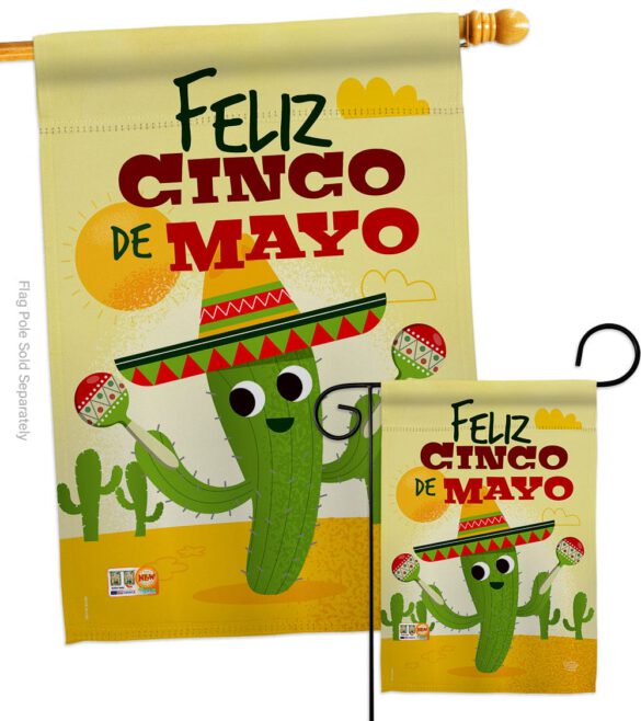 Feliz Cinco de Mayo - Southwest Country & Primitive Vertical Impressions Decorative Flags HG192058 Made In USA - Image 3