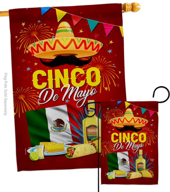 Cinco Festival - Southwest Country & Primitive Vertical Impressions Decorative Flags HG192537 Made In USA - Image 3