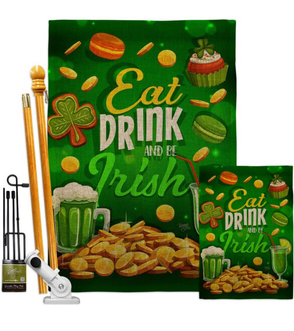Eat Drink Be Irish - St Patrick Spring Vertical Impressions Decorative Flags HG102064 Made In USA - Image 16