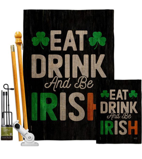 Eat Drink Be Irish - St Patrick Spring Vertical Impressions Decorative Flags HG130308 Made In USA - Image 27