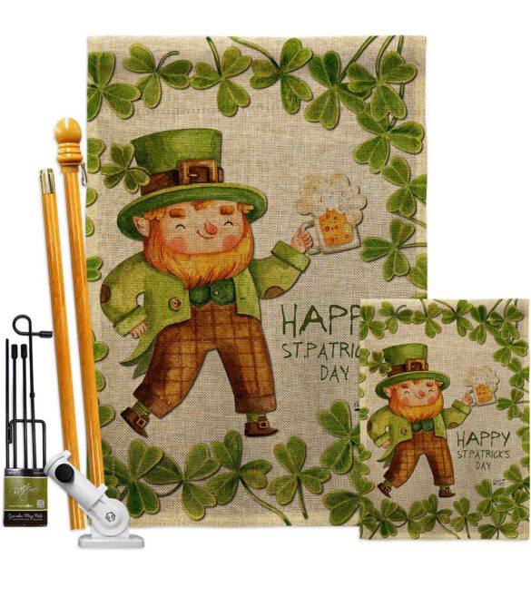 Happy Leprechaun - St Patrick Spring Vertical Impressions Decorative Flags HG137401 Made In USA - Image 16