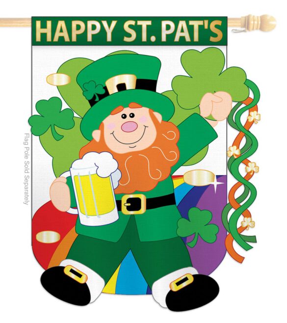 Happy St. Pat's - St Patrick Spring Vertical Applique Decorative Flags HG102019 - Image 2