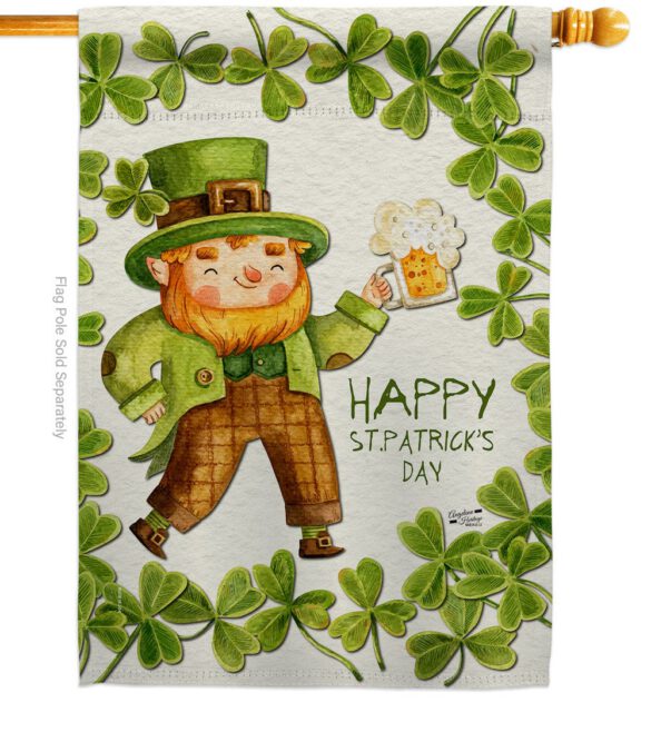 Happy Leprechaun - St Patrick Spring Vertical Impressions Decorative Flags HG137401 Made In USA - Image 2