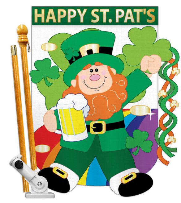 Happy St. Pat's - St Patrick Spring Vertical Applique Decorative Flags HG102019 - Image 5