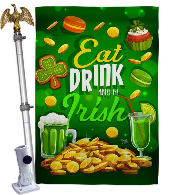 Eat Drink Be Irish - St Patrick Spring Vertical Impressions Decorative Flags HG102064 Made In USA - Image 9