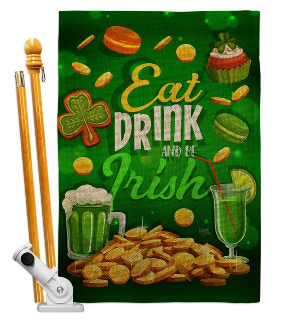 Eat Drink Be Irish - St Patrick Spring Vertical Impressions Decorative Flags HG102064 Made In USA - Image 15
