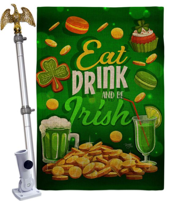 Eat Drink Be Irish - St Patrick Spring Vertical Impressions Decorative Flags HG102064 Made In USA - Image 19