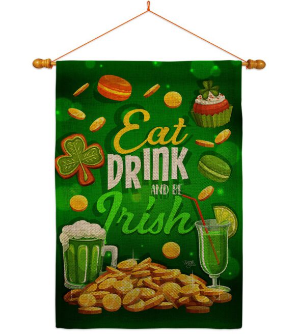 Eat Drink Be Irish - St Patrick Spring Vertical Impressions Decorative Flags HG102064 Made In USA - Image 20