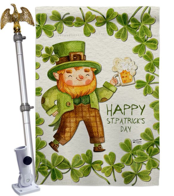 Happy Leprechaun - St Patrick Spring Vertical Impressions Decorative Flags HG137401 Made In USA - Image 9