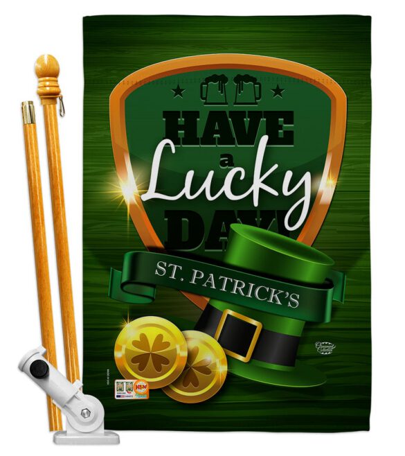 Have A Lucky Day - St Patrick Spring Vertical Impressions Decorative Flags HG192157 Made In USA - Image 5