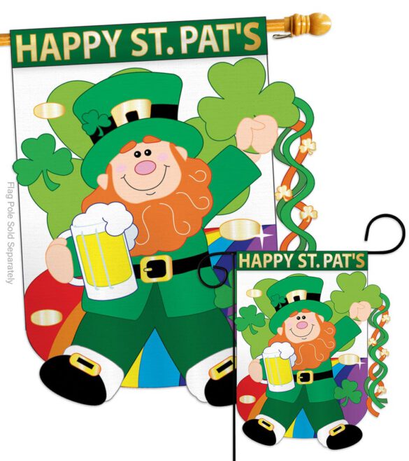 Happy St. Pat's - St Patrick Spring Vertical Applique Decorative Flags HG102019 - Image 3
