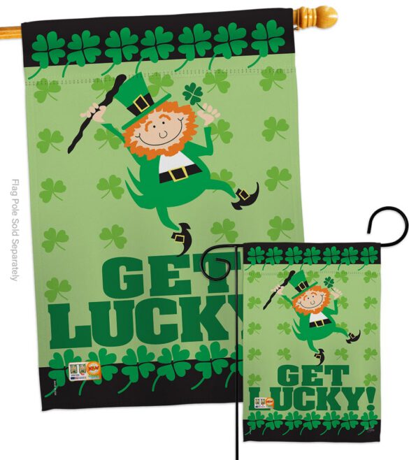 Get Lucky - St Patrick Spring Vertical Impressions Decorative Flags HG102028 Made In USA - Image 3