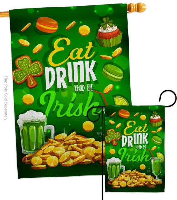 Eat Drink Be Irish - St Patrick Spring Vertical Impressions Decorative Flags HG102064 Made In USA - Image 3