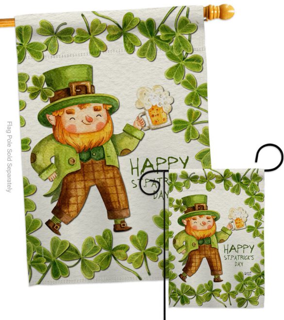 Happy Leprechaun - St Patrick Spring Vertical Impressions Decorative Flags HG137401 Made In USA - Image 3