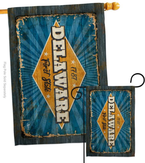 Delaware Vintage - States Americana Vertical Impressions Decorative Flags HG140952 Made In USA - Image 3
