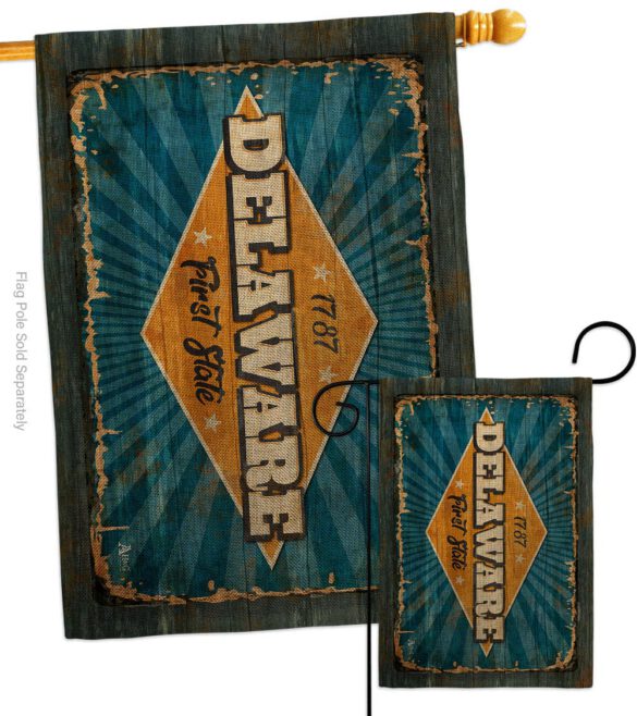 Delaware Vintage - States Americana Vertical Impressions Decorative Flags HG140952 Made In USA - Image 13