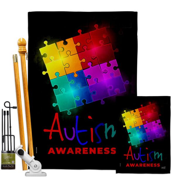Autism Puzzle - Support Inspirational Vertical Impressions Decorative Flags HG137486 Made In USA - Image 7
