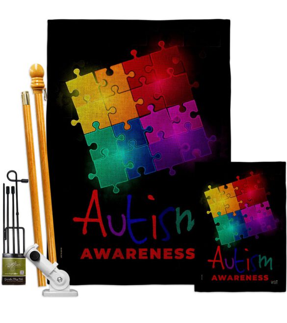 Autism Puzzle - Support Inspirational Vertical Impressions Decorative Flags HG137486 Made In USA - Image 17