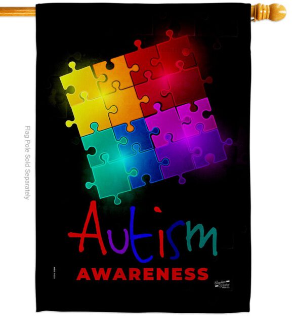 Autism Puzzle - Support Inspirational Vertical Impressions Decorative Flags HG137486 Made In USA - Image 3