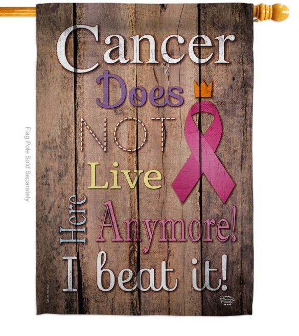 Cancer Does Not Live Here Anymore Pink Ribbon - Support Inspirational Vertical Impressions Decorative Flags HG191187 Made In USA - Image 2