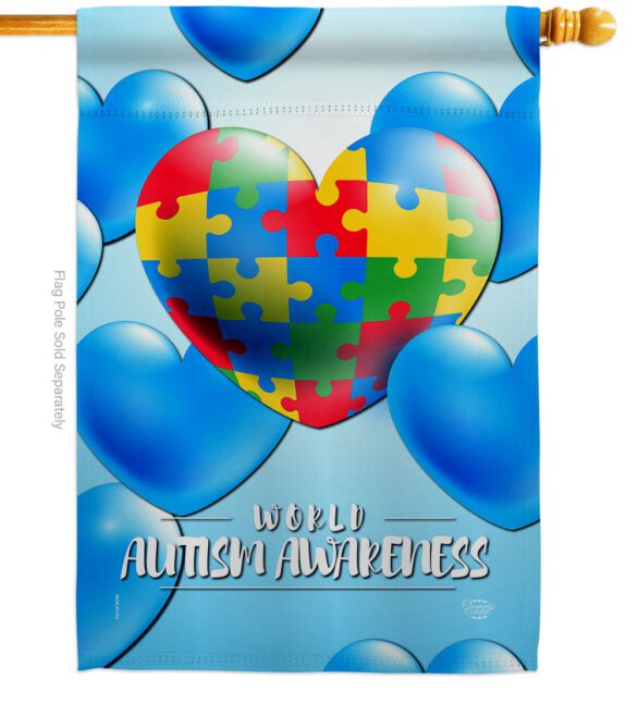 Heart Autism - Support Inspirational Vertical Impressions Decorative Flags HG192533 Made In USA - Image 2