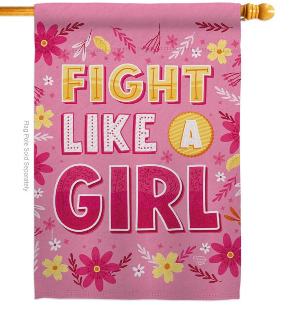 Fight Like Girl - Support Inspirational Vertical Impressions Decorative Flags HG192627 Made In USA - Image 2