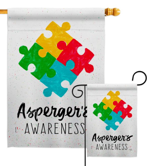 Asperger's Awarness - Support Inspirational Vertical Impressions Decorative Flags HG115213 Made In USA