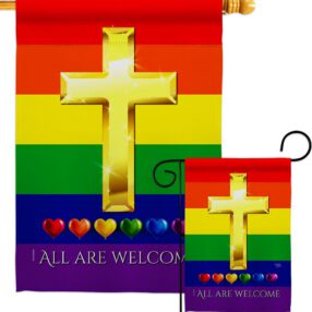 All Are Welcome - Support Inspirational Vertical Impressions Decorative Flags HG115248 Made In USA