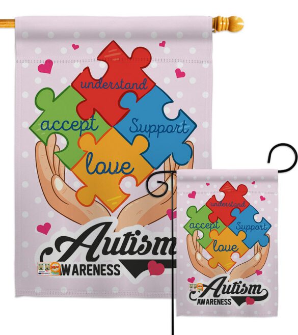Autism Awareness Support - Support Inspirational Vertical Impressions Decorative Flags HG137046 Made In USA