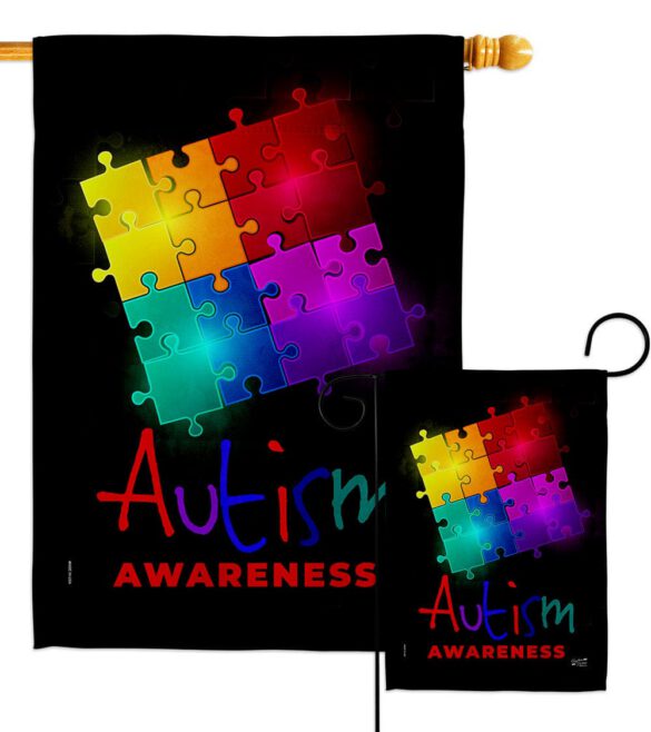 Autism Puzzle - Support Inspirational Vertical Impressions Decorative Flags HG137486 Made In USA