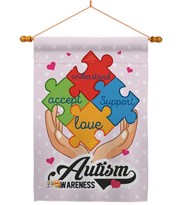 Autism Awareness Support - Support Inspirational Vertical Impressions Decorative Flags HG137046 Made In USA - Image 15